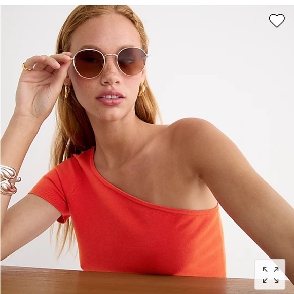 NWT J. Crew Red One Shoulder Short Sleeve Sweater - Picture 3 of 6